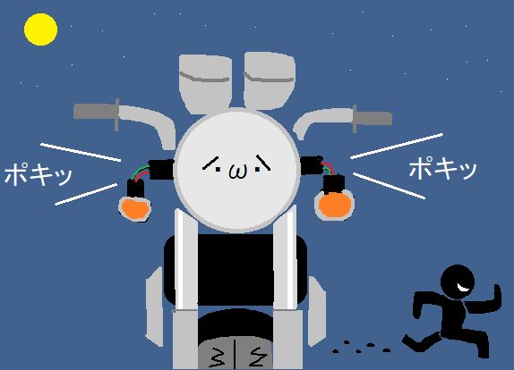 フロントウインカーが折られた