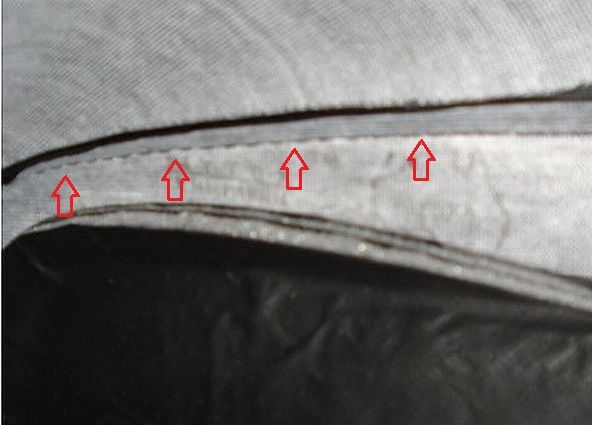 縫い目の防水性なし