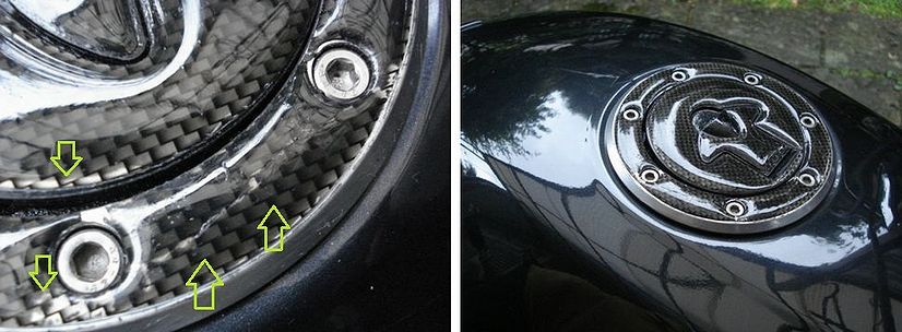 カバーキャップの塗装ひび、現状