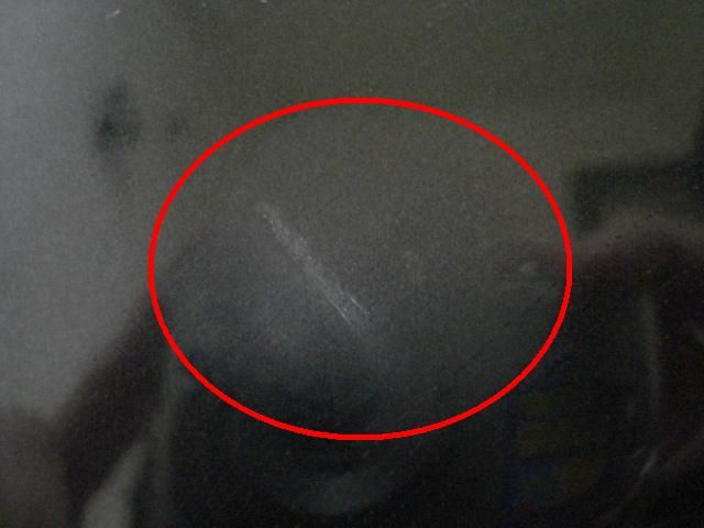 耐水ペーパーで平滑にした補修箇所