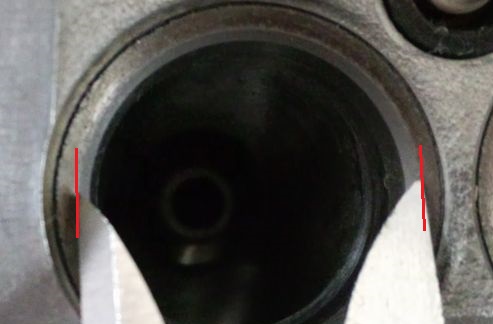 シリンダーヘッドのシート面の広さチェック