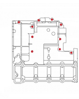 クランクケース上部ボルト 図