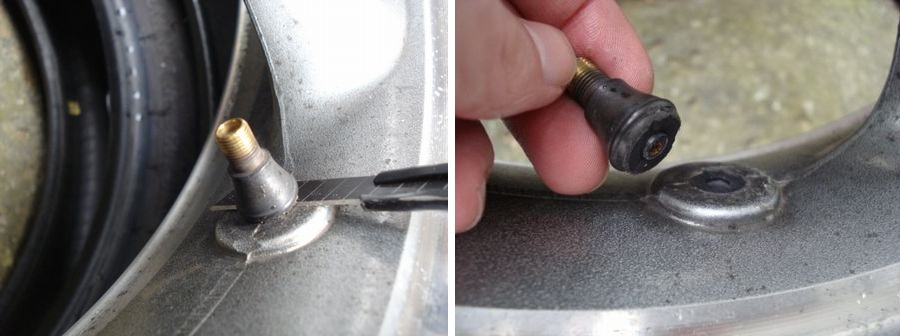 タイヤバルブを切り取る